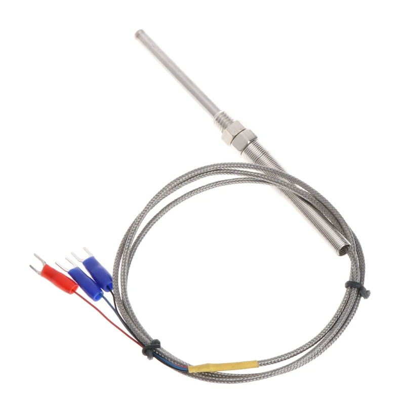 

1M PT100 Thermocouple Probe 5mm x 50mm 3-Wire M8 Thread 3.3Ft Temperature Sensor