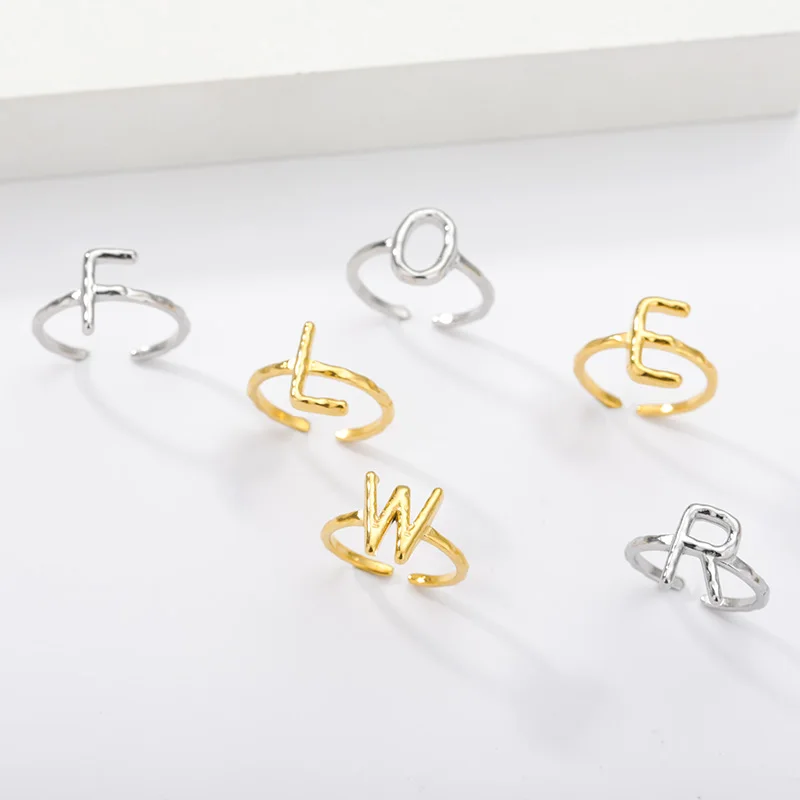 

Gothic Thread Initial Letter Ring For Women Gold Stainless Steel Female Finger Rings Elegant Wedding Ring Jewelry Gift Bague BFF