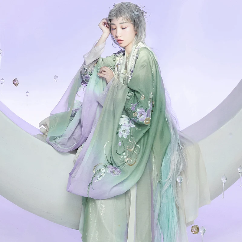 

Green Hanfu Coat Chinese Traditional Ancient Female Jacket Han Tang Song Dynasty Big Sleeve Cloak Female Cosplay Clothes