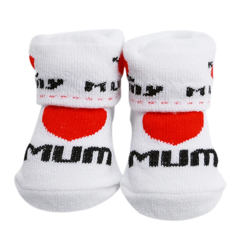 

Baby Socks Rubber Slip-resistant Floor Socks Love Dad Love Mum Cute Cartoon Kids Socks for Girls Boys
