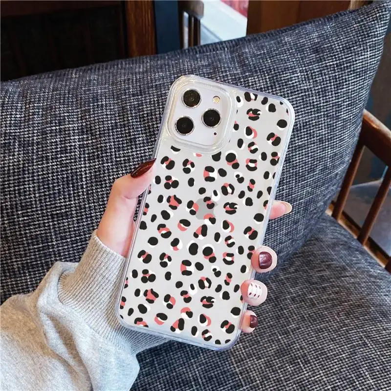 

Leopard Phone Case Transparent for iPhone 12 11 mini pro XS MAX 6 6S 8 7 Plus X 5S SE 2020 XR
