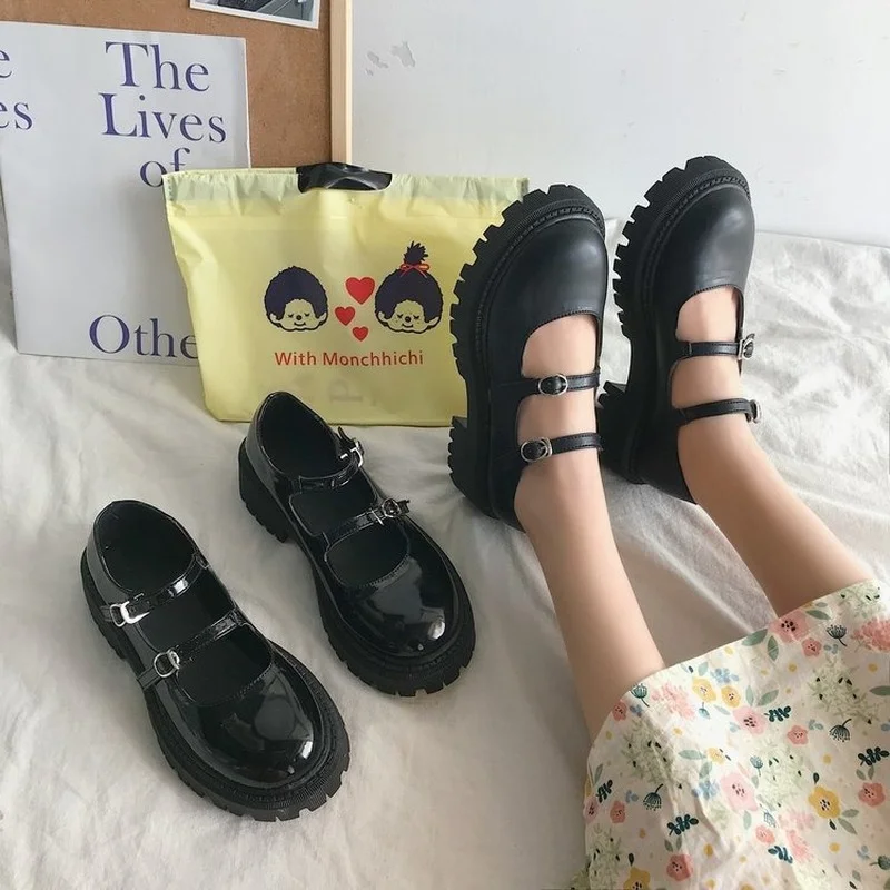 

Мягкие Водонепроницаемые туфли в японском ретро стиле на высоком каблуке для девочек, для косплея, для студентов колледжа