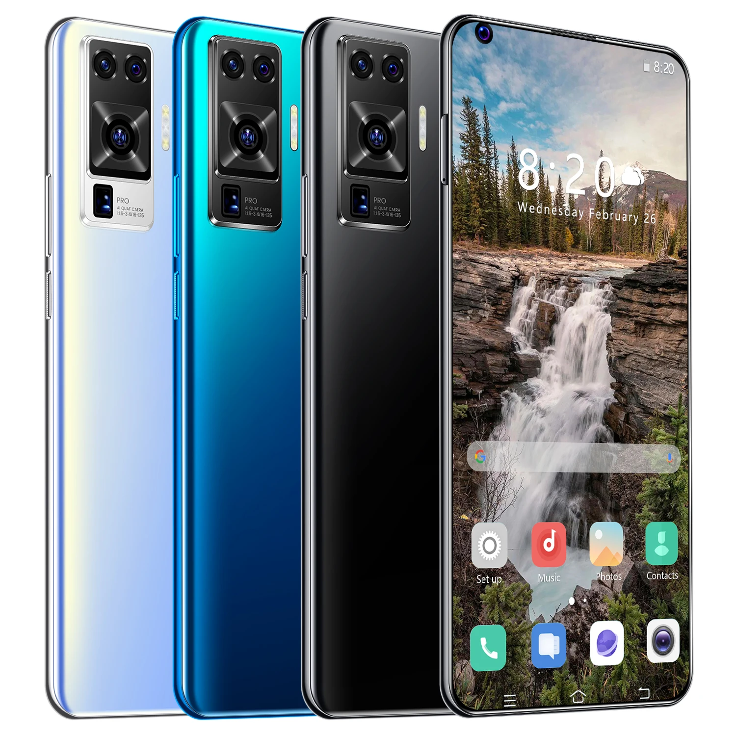 

New X50 Pro Smartphone with 8+256GB Large Memory Dual Sim Cards Bluetooth Wifi Camera Mobile Phone Android 10.0 Ten Core