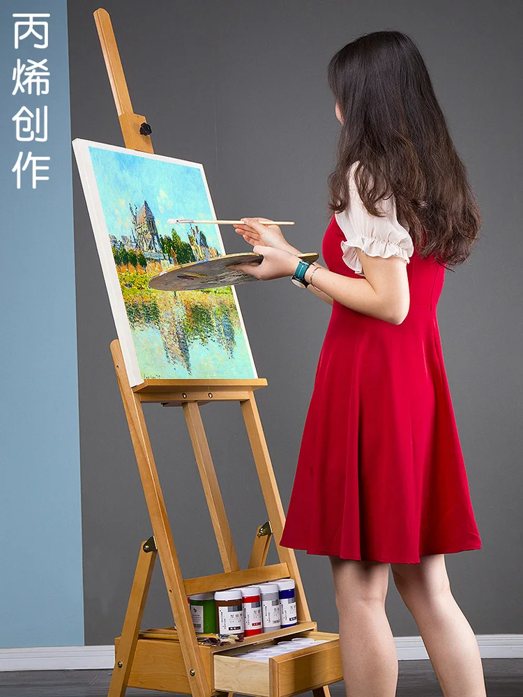 

Drawer style easel, drawing board set, special support style beech for art students, folding portable children's 4K wooden sketc