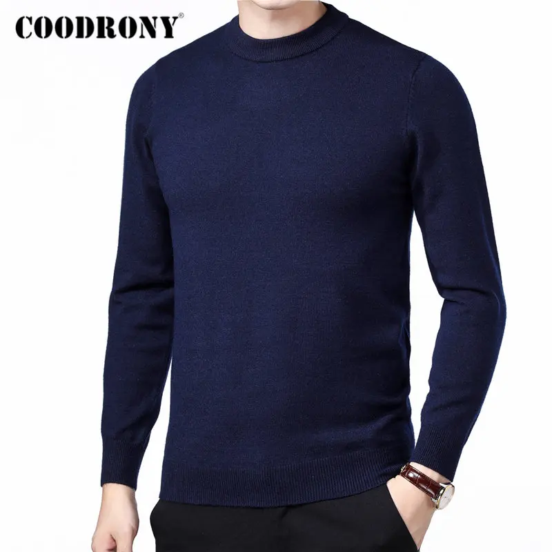 Бренд COODRONY, мужской свитер, Осень-зима, толстый, теплый, Pull Homme, Классический Повседневный пуловер с круглым вырезом, мужской кашемировый шерстяной трикотаж 91109