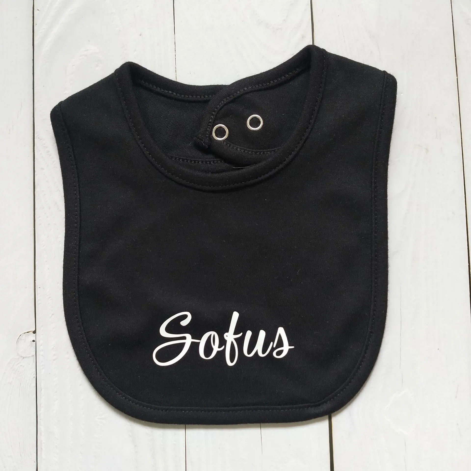 Babero personalizado con nombre para beb&eacute; reci&eacute;n nacido, toalla de alimentaci&oacute;n, Color negro, accesorio para comer, art&iacute;culos para beb&eacute;-0