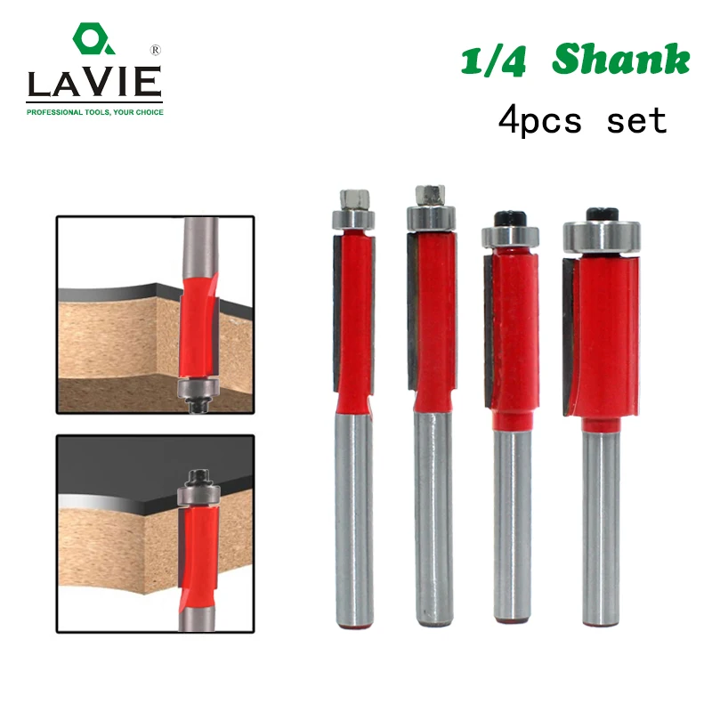 LAVIE 4 шт. 1/4 &quotконцевые фрезы с двумя канавками шариковый подшипник фреза прямым