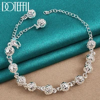 doteffil 925 sterling silver 8mm hollow ball chain bracelet for women wedding engagement party fashion jewelry