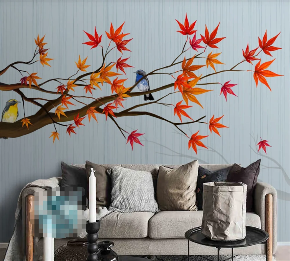 Пользовательские обои росписи 8d фото стены простой клен осень лес путь Гостиная