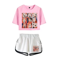 cute cartoon character ladies cotton t shirt suit summer girl casual sports short sleeved shorts suit gambling abyss harajuku