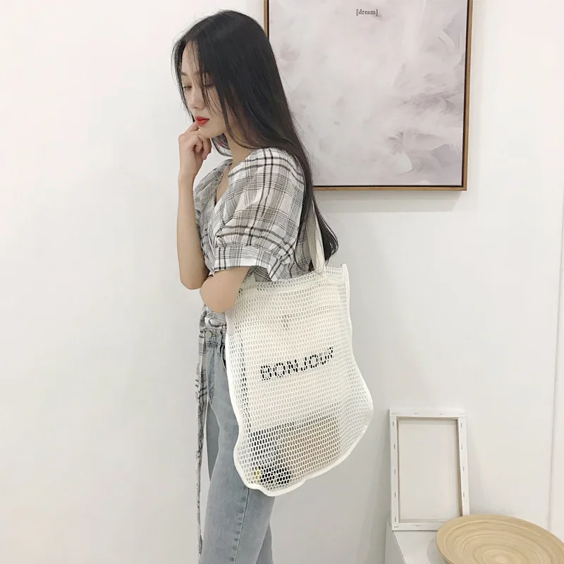 Youda 2019 Новая женская пляжная сумка с принтом полые сетчатая сумочка большие