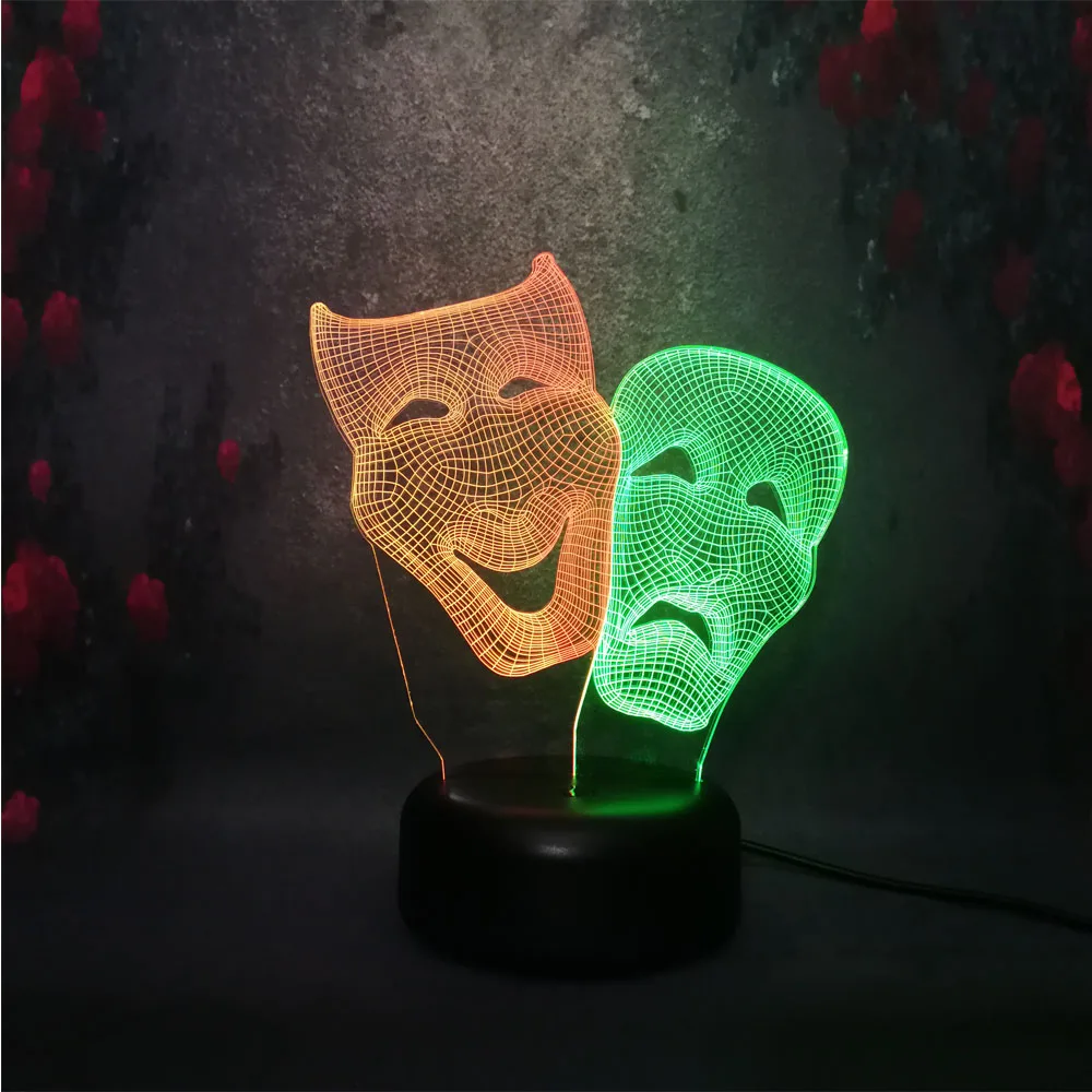 Lampara de Lava смешанный двухцветный USB ночник 3D светодиодный с двойным лицом Череп