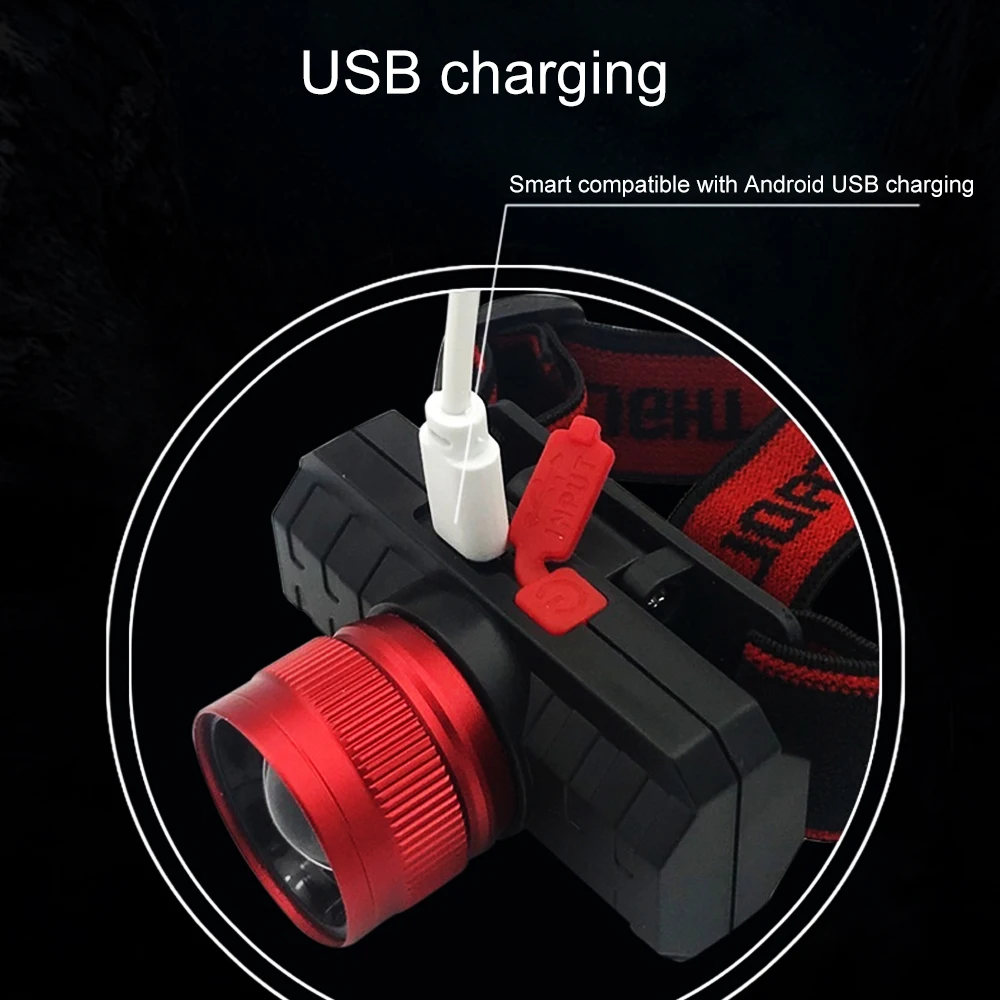USB 18650 налобный фонарь с переменным фокусным расстоянием 5 Вт q5 светодиодный