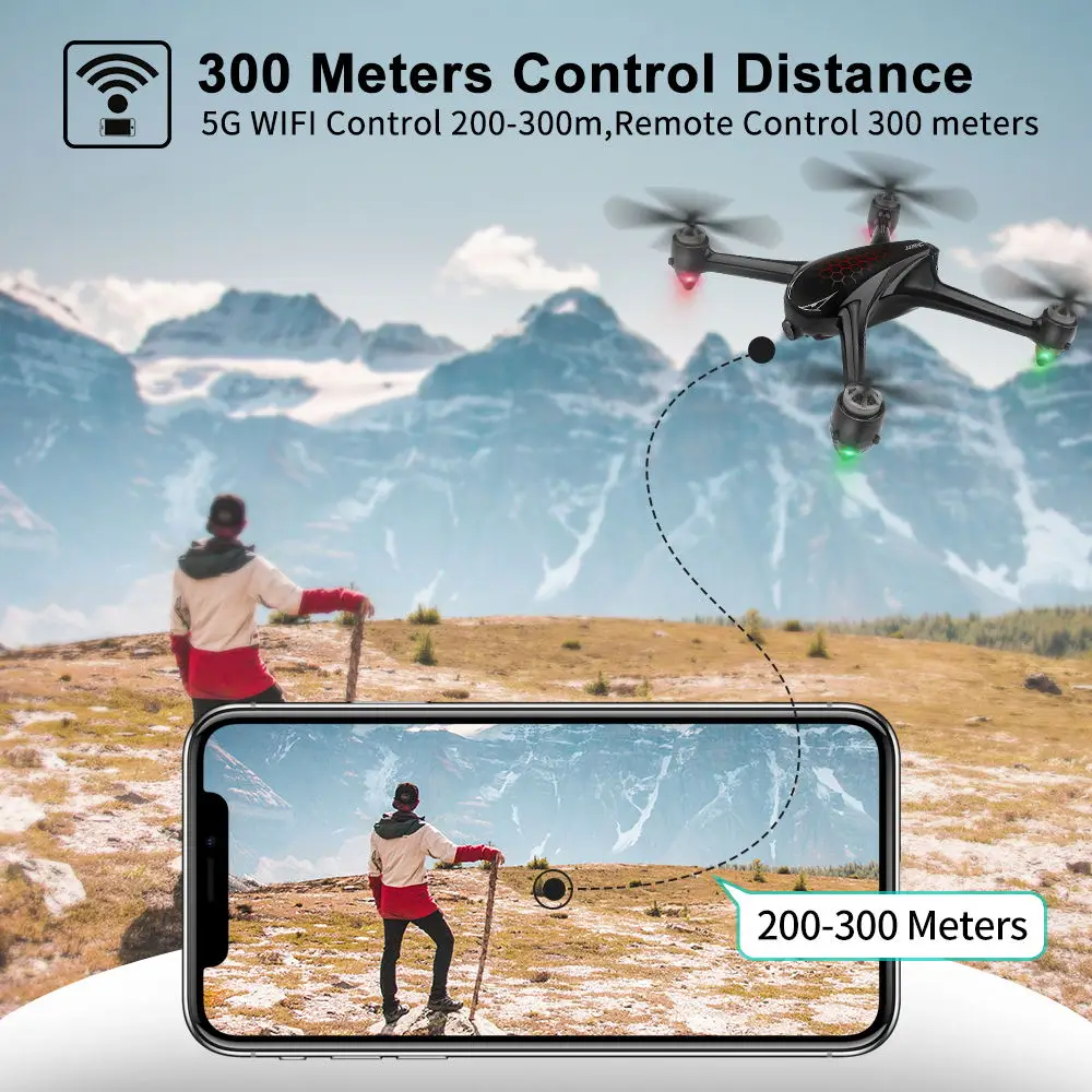 Бесщеточный Дрон JJRC X8 Квадрокоптер с GPS 5G WiFi FPV 1080P HD камера видео 30 км/ч