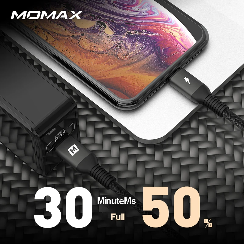 MOMAX DL31 type-c к Lightning PD Быстрая зарядка официальный MFI Сертификация usb-c кабель для