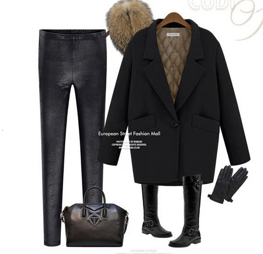 Manteau femme Европейский Осень Зима Женское негабаритное стеганое шерстяное пальто простая Верхняя одежда casaco feminino пальто - Цвет: Black