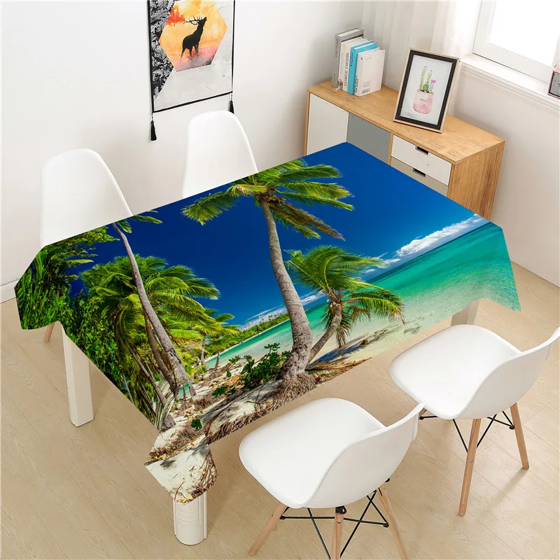 

Coconut Tree Tablecloth polyester Hotel Picnic Table Rectangular Table Covers Home Dining Tea Table Decoration
