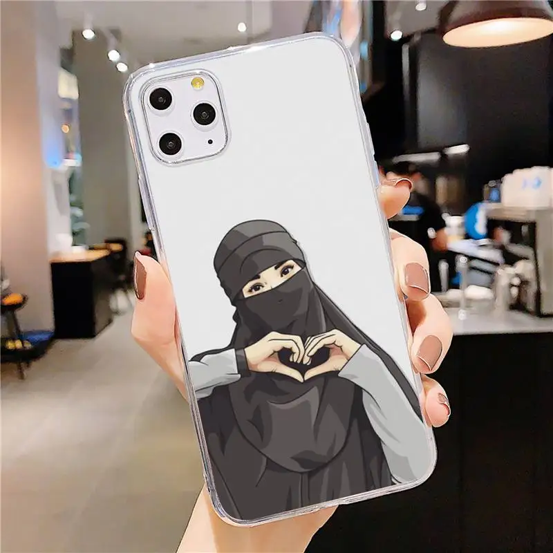 

Muslim Islamic beautiful Gril Eyes Phone Case Transparent soft For iphone 5 5s 5c se 6 6s 7 8 11 12 plus mini x xs xr pro max