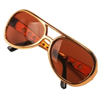 classic eyeglasses with brown lenses gold frame rock star glasses