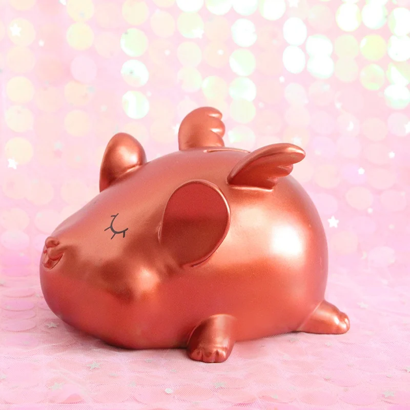 Маленькая золотая мышь копилка мультяшная милая коробка для монет детский