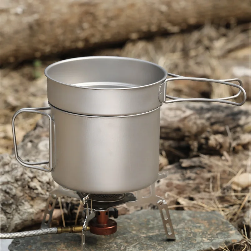 The Best Ultralight Backpacking Cookware and Titanium Pots 900ml Outdoor Cooking Pot with Fire Pan for sale | Спорт и развлечения