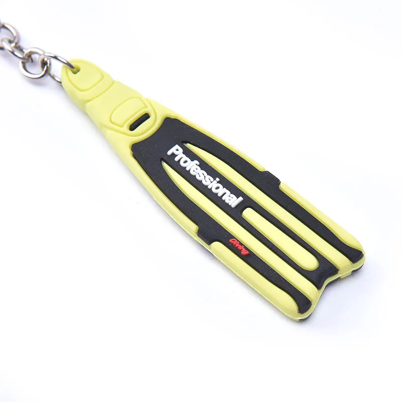 

Novelty Mini Chain Scuba Dive Fins Flippers Key Chain Holder Silicone and Steel Keyring Keychain for Boat Kayak Surfing Sailing