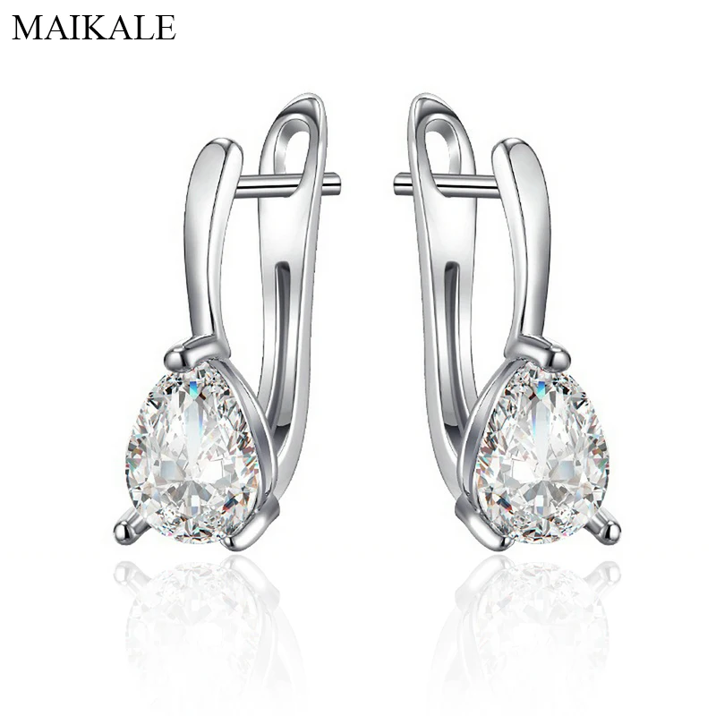MAIKALE, простая серьга-гвоздик капля, серьги, кубический цирконий, сердце, CZ, золото, серебро, цвет, серьги-гвоздики для женщин, корейская мода, подарки