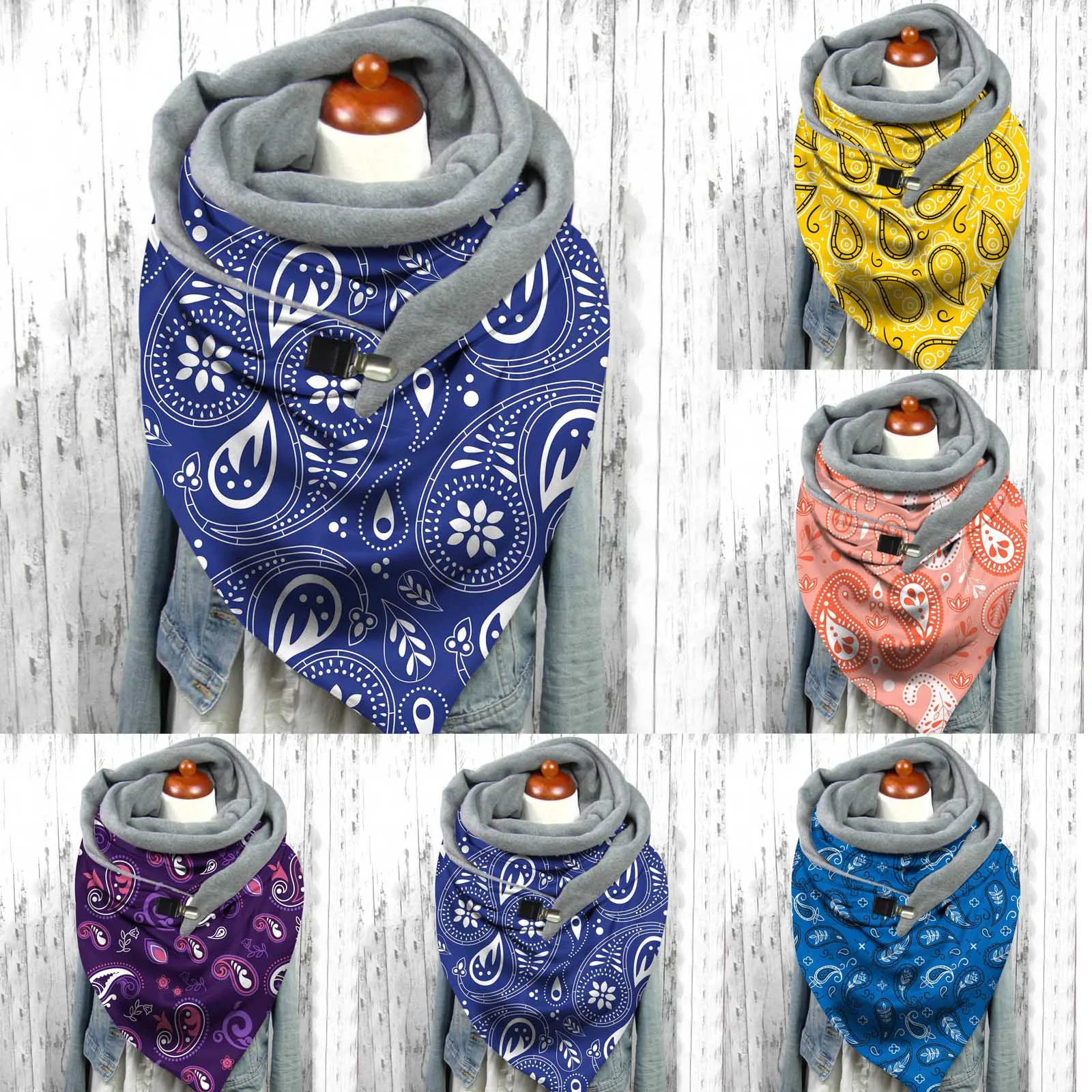 

Drop Ship Newly Design Women Scarf Boho Style Fashion Retro Female Multi-Purpose Shawl Scarves with Clips