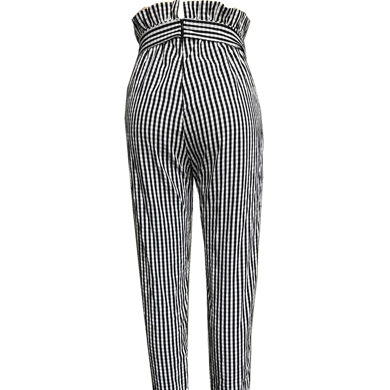 Женские брюки в полоску с завышенной талией на осень модель SJ4890X 2020 | Женская