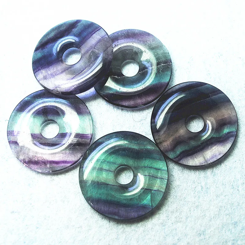 

1pc Natural Fluorite Stone Size 30mm 35mm Donut Shape For Necklace Pendants Making Good Selling in UK WHOLESALE PRICE