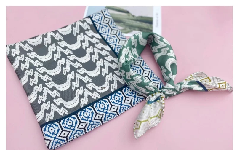 

2021 New Fashion Small Square Scarf Silk Scarf Women Hangzhou Spring Silk Printing Small Scarf Mulberry Silk Scarf