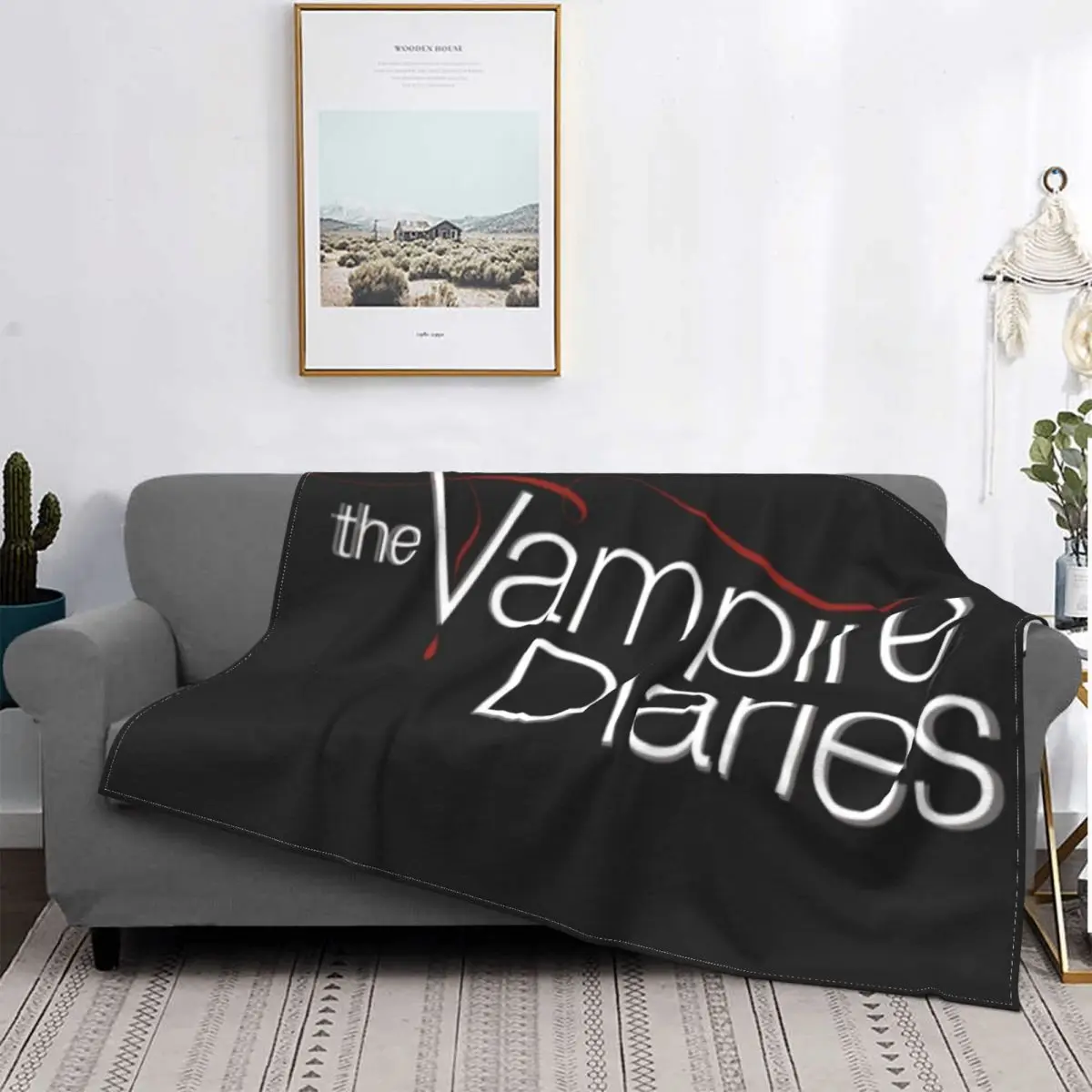 

Manta de algodón de lino para cama, edredón a cuadros de Anime, The Vampire Diaries 212