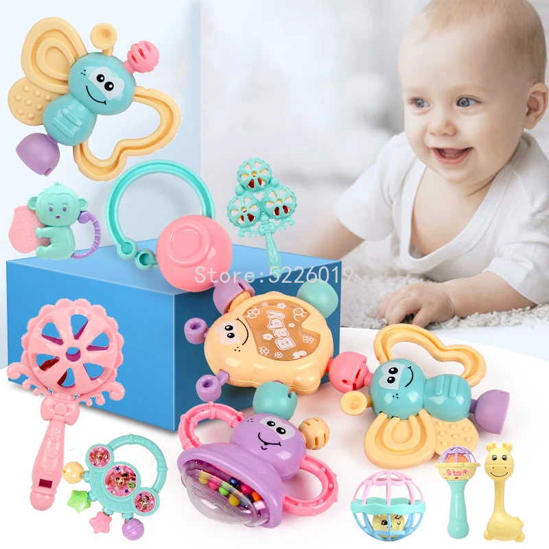 

5-13 PCS Set Baby Teether Rattles Toy Jingle Bells Baby Toys 0-12 Months Newborn Hand Hold Shaking Bell Baby Rattles Teether Toy