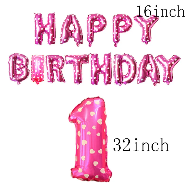 Chicinlife Girl 1st Birthday Balloons Happy Banner Kids Party Decoration Baby Shower | Дом и сад