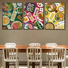 Живопись на холсте, современный кухонный вьетнамский постер с едой, абстрактные суши, гурманы, синяя зеленая Настенная картина, украшение, нерамка