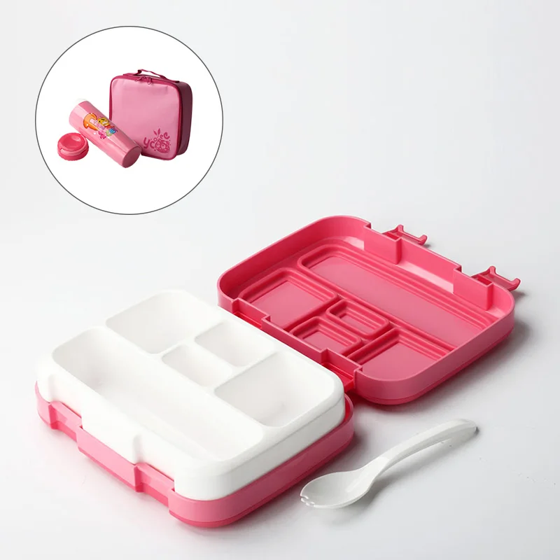 Pink5compartment MICCK микроволновая печь Коробки для обедов для детей стильная футболка с изображением персонажей видеоигр бенто ланч бокс с посуда чашки Еда контейнер школьная 4/5 отсек снэк-Кухня - Цвет: Pink5compartment