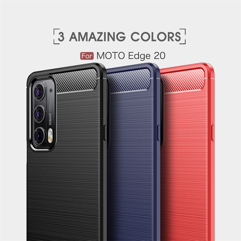 Чехол для Motorola Edge 20 противоударный силиконовый бампер из углеродного волокна