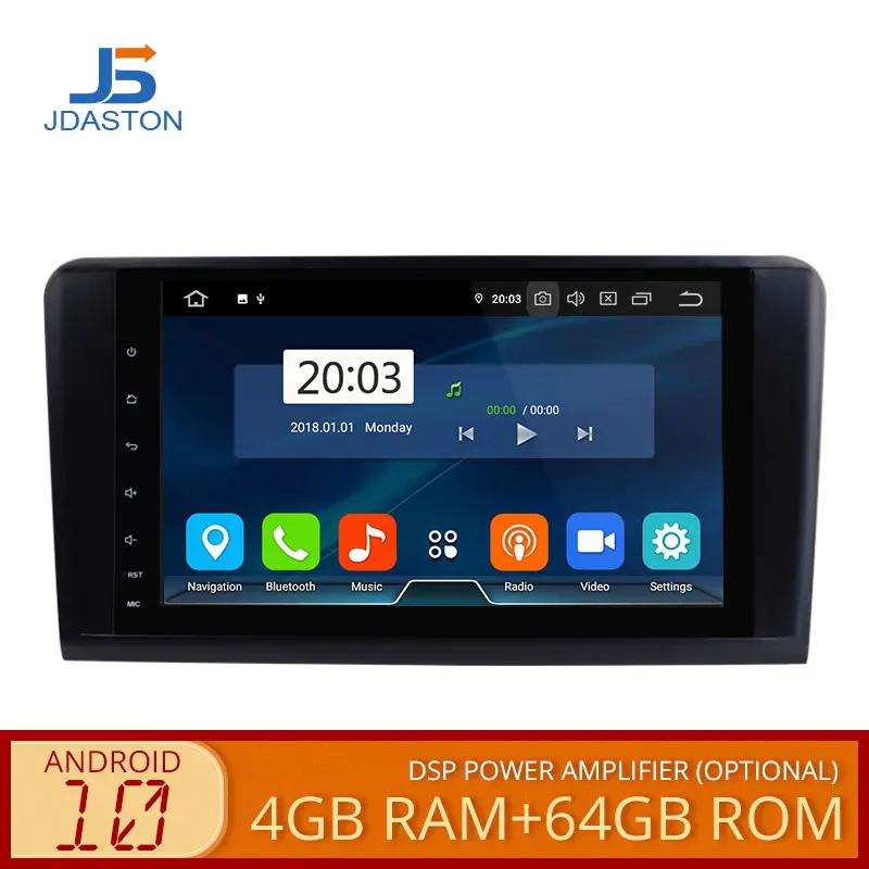 Автомобильный мультимедийный плеер JDASTON 2 Din 9 дюймов Android 10 для Mercedes Benz GL ML CLASS W164 X164