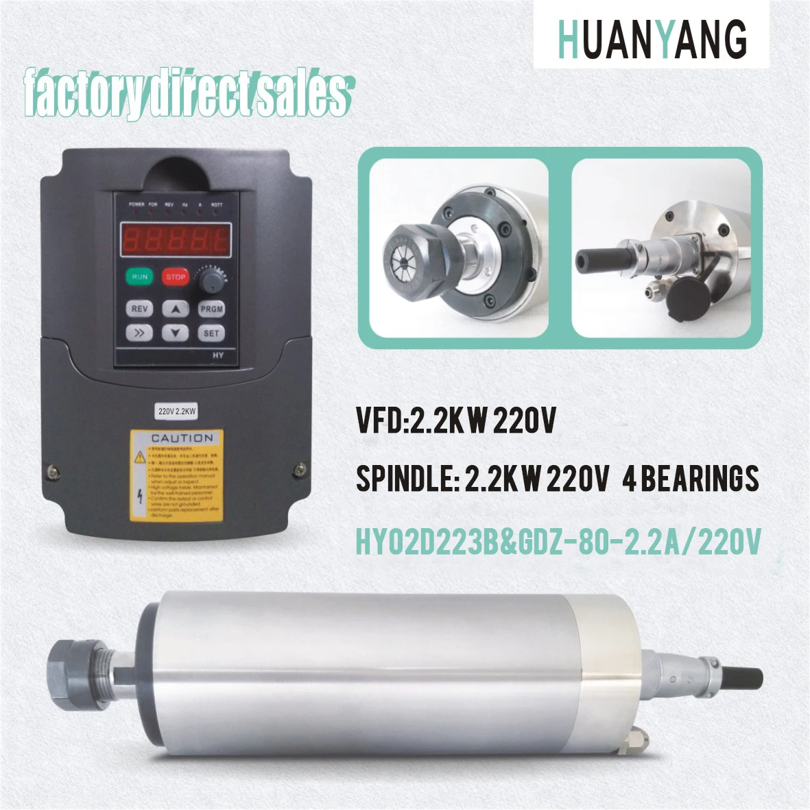 HUANYANG VFD 220 кВт 24000 в инвертор частоты и шпиндель двигатель с водяным охлаждением 4