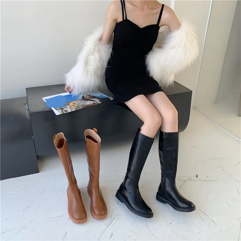 

Women's Boots Autumn Luxury Designer Shoes Sexy Thigh High Heels High Sexy Zipper Boots-Women Round Toe Winter Footwear Fashion