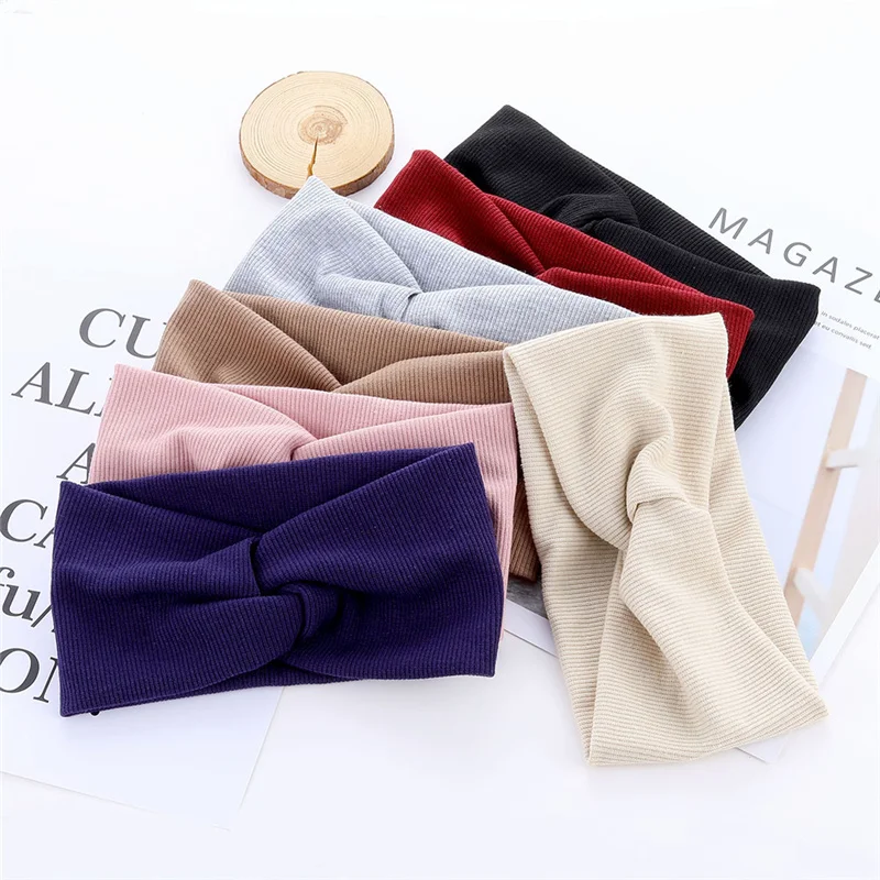 Модная женская хлопковая повязка на голову тюрбан для девочек милый скрученный