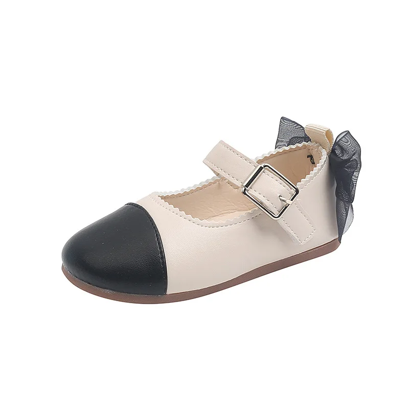 

Girls Princess Shoes Autumn 2022 New Children Soft-soled Leather Shoes Shallow Mouth Bow Sweet Casual Flats Hot Fashion Mesh