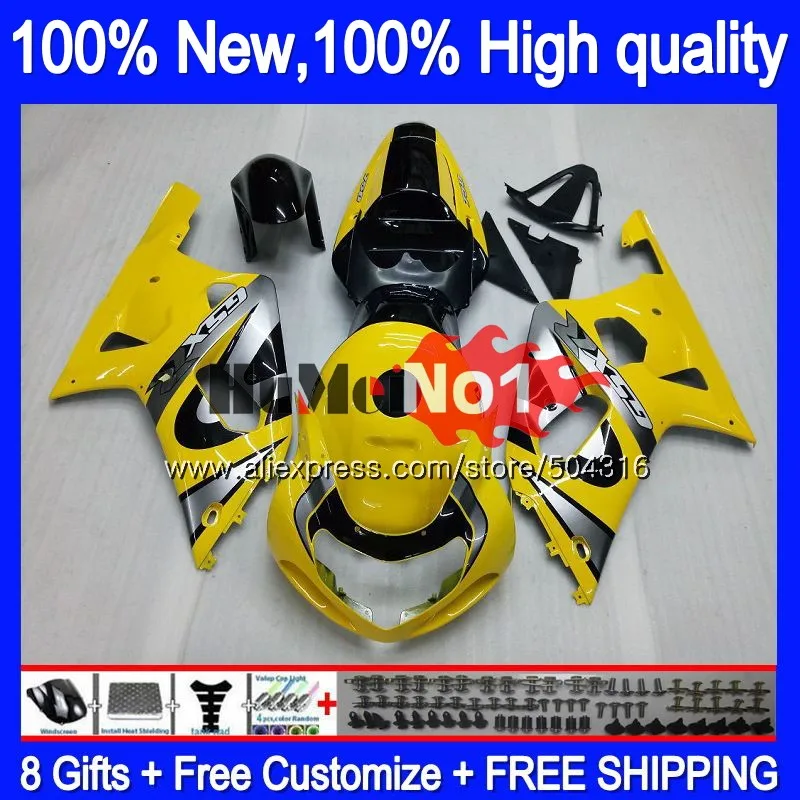 Корпус для SUZUKI GSX R600 GSXR 600 K1 GSXR600 14MC. 0 750 01 GSXR750 2001 2002 2003 02 03 Обтекатели Желтый