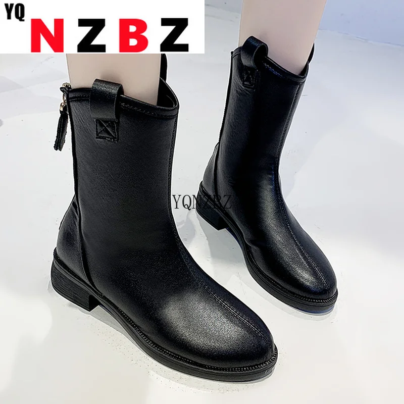 

New 2022 Western Boots Fashion Female Autumn Winter Knee High Chelsea Boots Boots Women Pointed Toe Low Heels Boots for Women