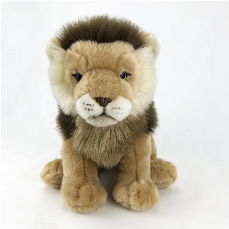 

[Funny] Zoo 25cm Simulation Lifelike Lion Plush Toys Soft lion Stuffed Animals doll Birthday christmas Gifts for kids