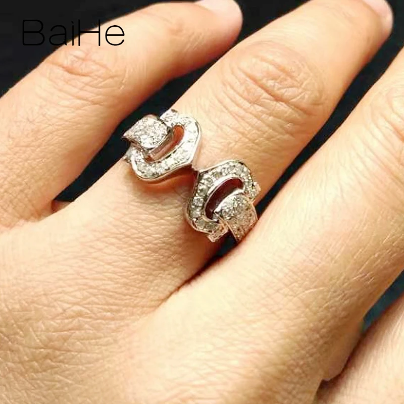 BAIHE Solid 14K белое золото (AU585)0.5CT H/SI круглые натуральные бриллианты свадебные