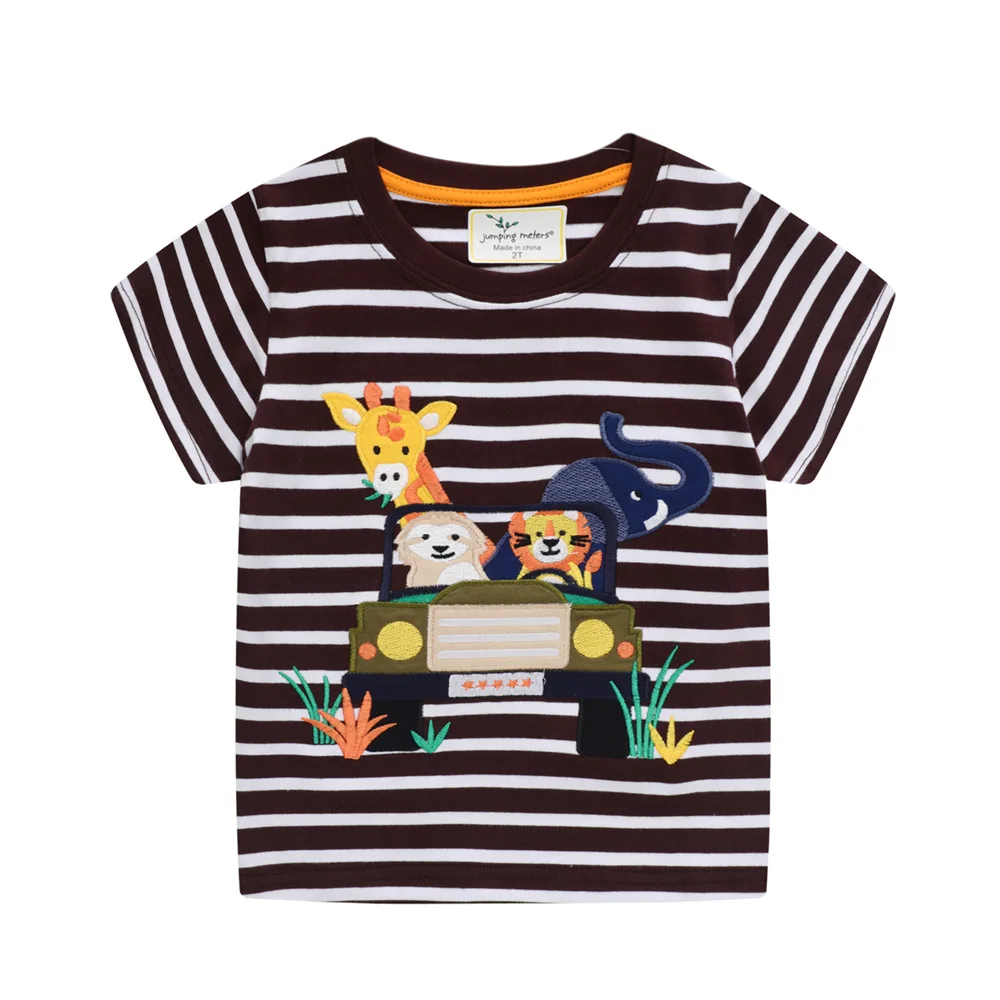 

Lucashy 2021 Western Style Baby Boys Girls T-Shirt Summer Cotton Children Short Sleeves Cartoon Striped Short Tees For Kids 2-8Y