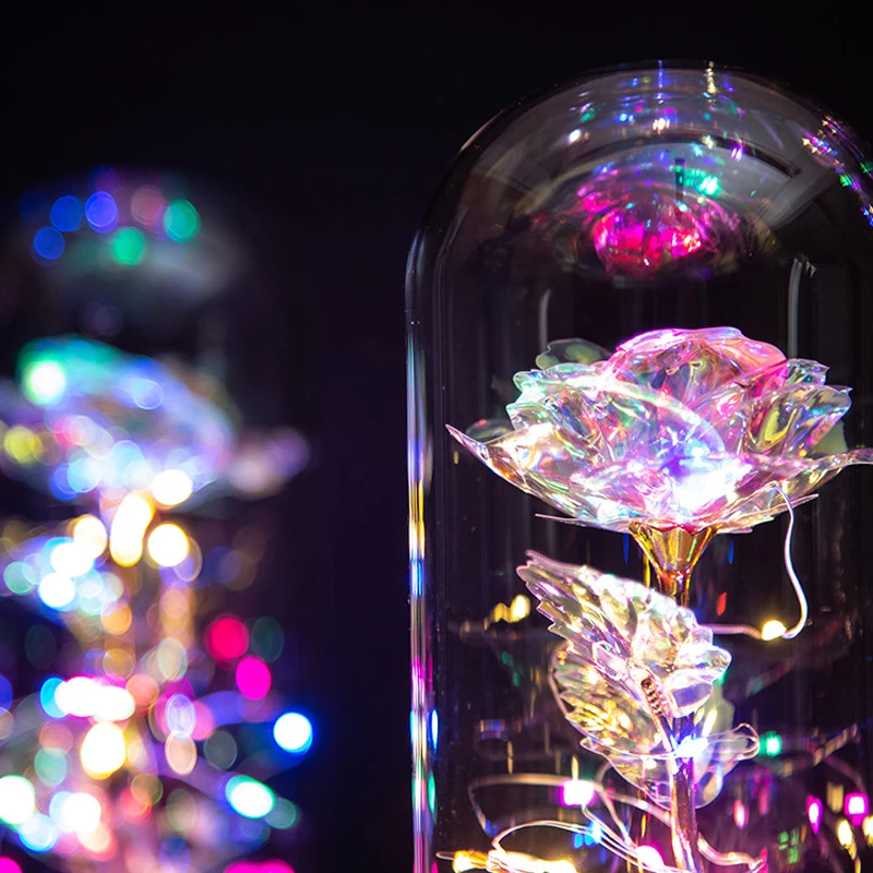 2021 LED зачарованная галактика Роза вечный 24K золотой Фольга цветок с сказочной