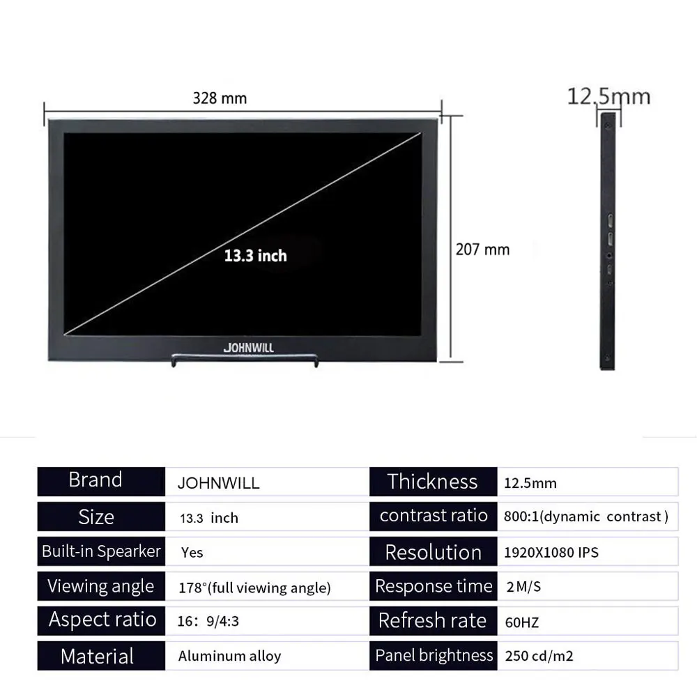 저렴한 13.3 인치 2K 터치 스크린 휴대용 모니터 PC 1080P Hdmi IPS LCD LED 디스플레이 컴퓨터 모니터, PS3 PS4 Xbox One Raspberry Pi
