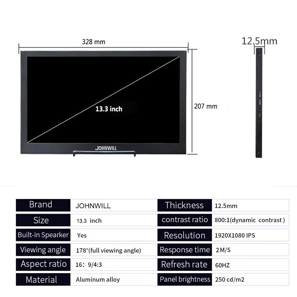 Портативный сенсорный экран 13 3 дюйма 2K 1080P hdmi IPS ЖК дисплей светодиодный